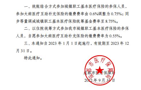 2023年成都市最新醫療保險繳費比例 第2張 2023年成都市最新醫療保險繳費比例 第2張